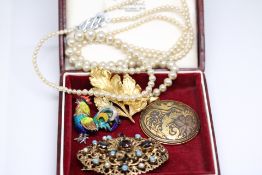 Collection of brooches to include 1 enamel & silve