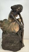 Patinated Bronze Figure of a Seated Woman