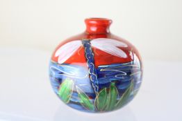 Anita Harris dragonfly vase signed in gold