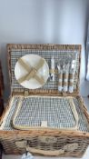 2 Wicker Picnic Hampers with Fitted Tableware