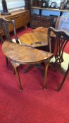 Group of occasional furniture including 2 walnut chairs, side tables and small bedside cabinet