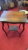 Walnut Occasional Table with Shaped Top and Undershelf