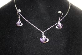 Amethyst & diamond necklace & earrings