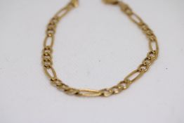 9ct Gold Figaro bracelet Length 21 cm Weight 7g