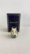 Moorcroft miniature tube-lined floral vase, boxed