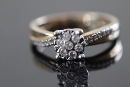 9ct Gold ring 0.20 diamonds Size K 2.3g
