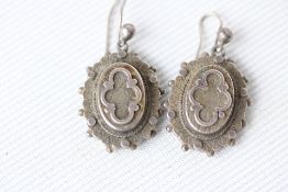 Pair of Victorian unmarked silver target drop earr