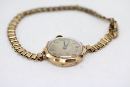 Vintage ladies Rolex 9ct gold case & strap Total w