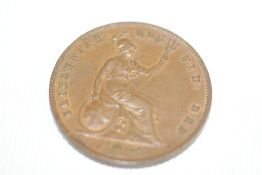 Victorian Penny coin, 1859. Young head type.