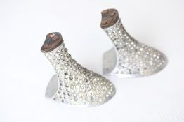 Pair of French Art Deco diamante set metal heels,