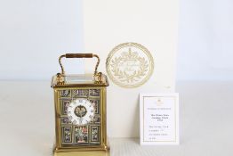 Buckingham Palace limited-edition Pietra Dura carriage clock, 1998â€”rectangular gilt-metal case