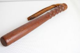 20th century wooden police baton with original lea