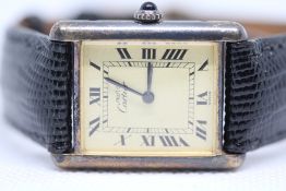 1987 Must De Cartier tank watch gold on silver cas