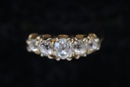 18ct Gold 5 stone old cut diamond (Approx. 115 poi