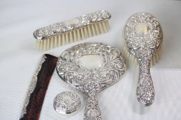 5 Piece silver vanity set