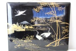 Early 20th century Japanese black lacquer panel in
