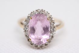 9ct Gold dress ring set with large pink stones sur