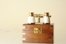 Boxed brass & mother of pearl opera glasses