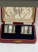Pair of cased silver napkin rings, Birmingham hall