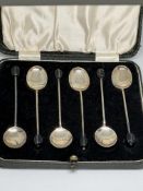Set of 6 silver cased coffee bean spoons Weight 30