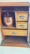 Oak smokers cabinet with tobacco jar