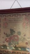 Victorian Framed Needlework Sampler, Elizabeth Clarkson, 1856 (54cm x 51.5cm inc frame)