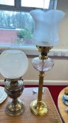 2 table lamps, comprising an oil lamp and an electric table lamp
