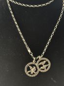Silver chain with 2 silver bird pendants Weight 27