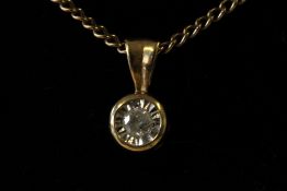 9ct Gold chain & diamond pendant Weight 3.8g Diamo