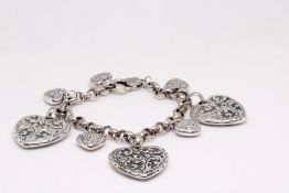White metal charm bracelet Weight 36g