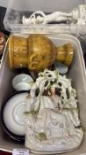Group of Decorative Ceramics Including Figural Candlesticks and Figurines