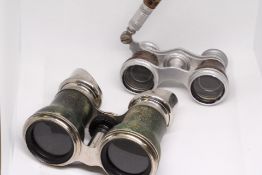 2 Pairs of opera glasses, 1 with leather case