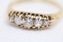 18ct Gold 5 diamond ring Size U Weight 3.7g Approx