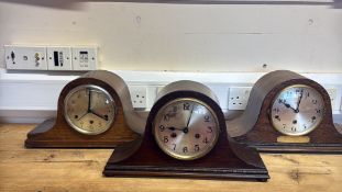 Group of Oak Mantel Clocks, one with 1927-1932 Presentation Plaque