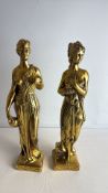 2 Gilt Plaster Classical Figural Sculptures