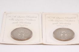x2 Royal mint five pound coins The queen mother 90