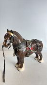 Beswick harnessed shire horse model