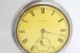 Elgin White Metal Military Pocket Watch with Herma