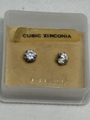 Pair of 9ct gold earrings set with cubic zirconia