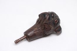 Bulldog walking stick/parasol handle with glass ey