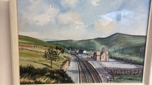 R. Williams: Dent Station, watercolour (34cm x 26cm inc frame)