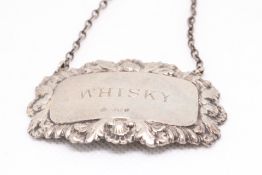 Silver whisky label Weight 13.7g