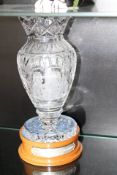 Commemorative cut-crystal vase or trophy for Queen Elizabeth The Queen Mother centenary with