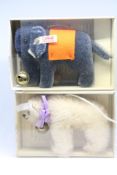 2x Boxed small Steiff polar bear & elephant