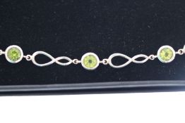 Boxed silver & green stones bracelet