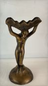 Art Deco-style Patinated Bronze Figural Stand