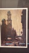 Arthur Delaney signed limited-edition colour print, urban tram street scene (306/650) (54cm x 43.5cm