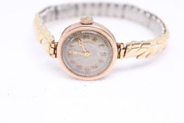 9ct Gold cased vintage ladies wristwatch with roll