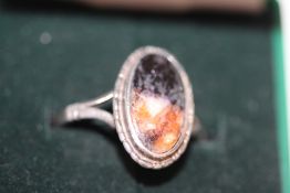 Boxed silver & blue john mine stone ring