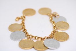 Brooks & Bentley 18ct gold plated coin bracelet wi